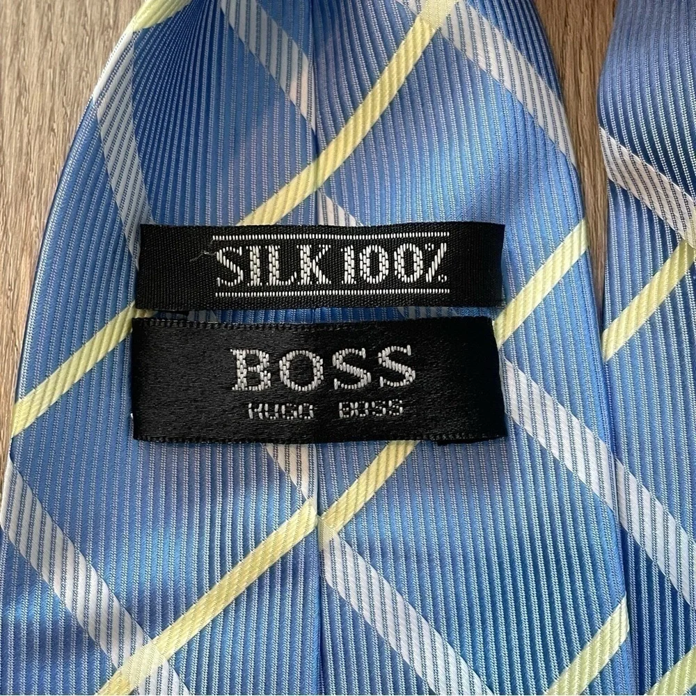 BOSS Men’s Silk Tie | Blue, White, Yellow